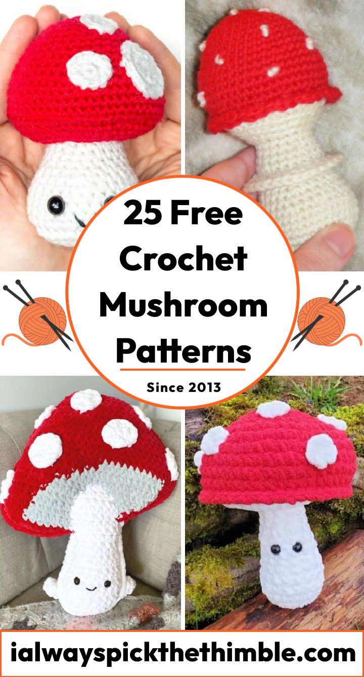 25 Free Crochet Mushroom Patterns - Crochet Amigurumi Mushroom Pattern
