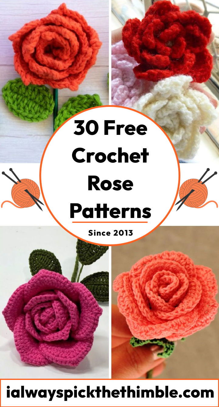 30 Free Crochet Rose Patterns - Crochet Roses - (Crochet Rose PatternPDF)