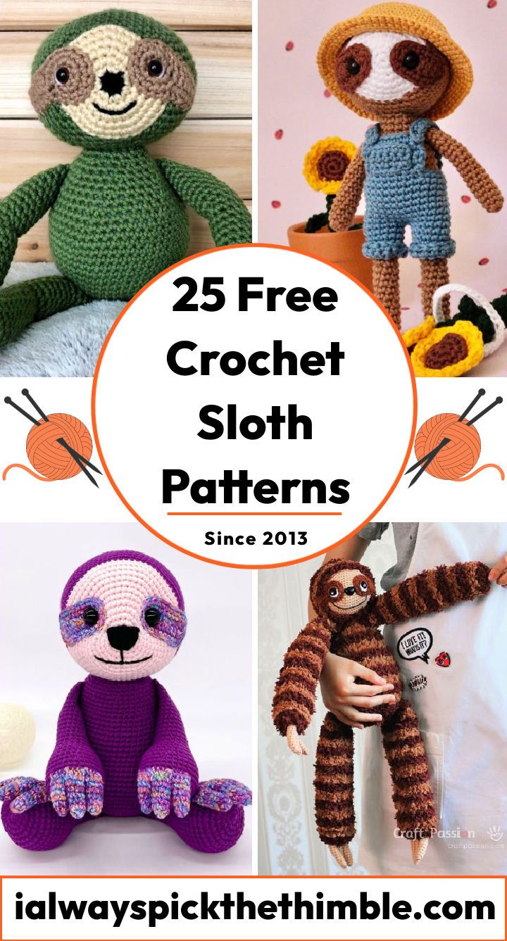 25 Free Crochet Sloth Patterns - Crochet Amigurumi Sloth Pattern