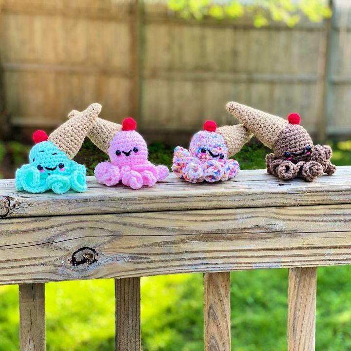 Crochet Small Ice Cream Octopus Amigurumi Pattern