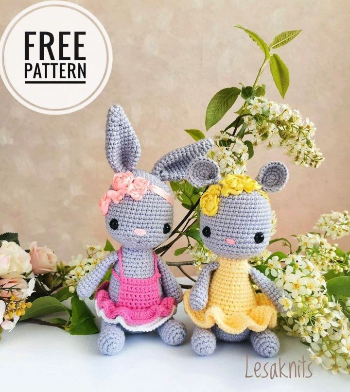 Crochet Stuffed Bunny and Mouse Pattern