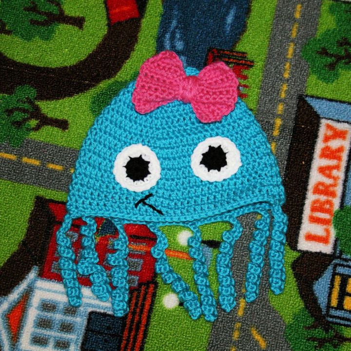 Crocheted Octopus Beanie Hat Free Pattern