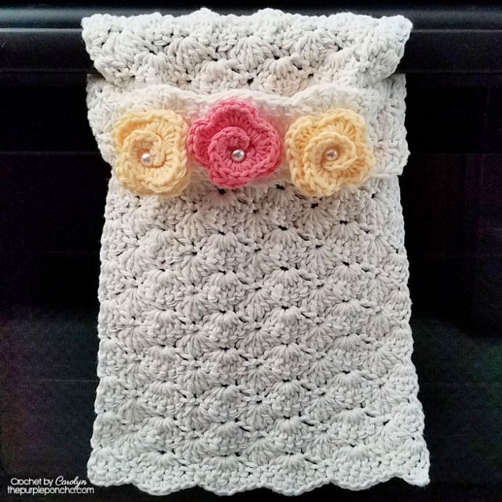 10. Crocheted Rose Hand Towel - Free Pattern
