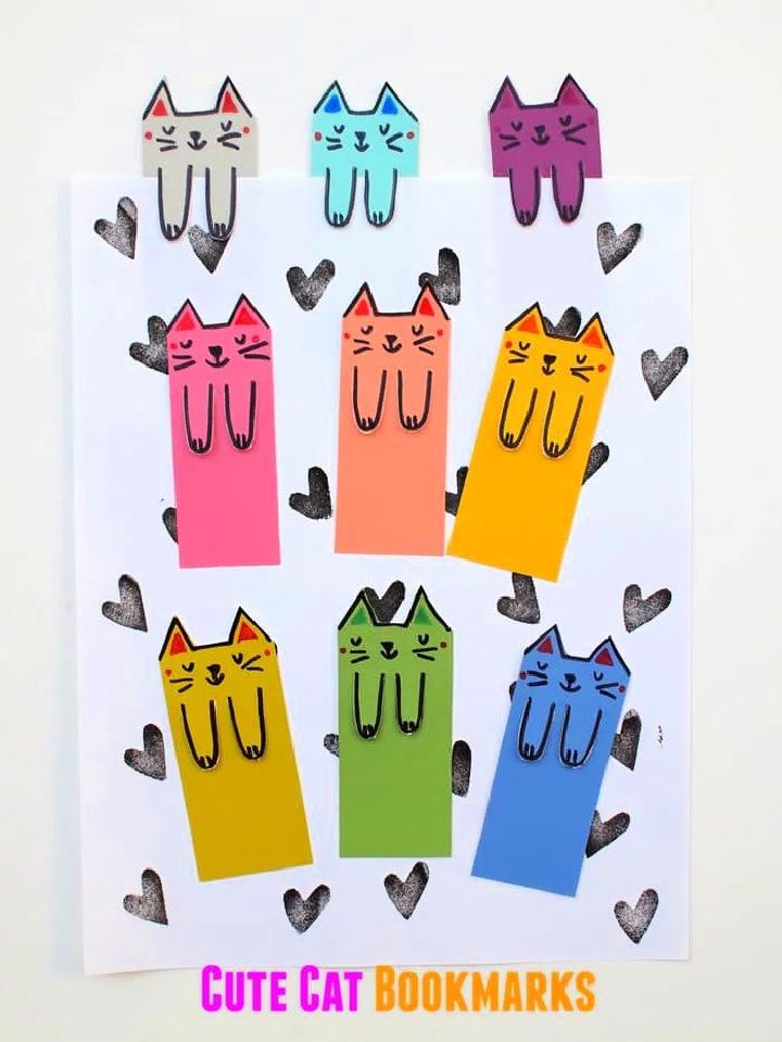 Cute Cat Bookmarks From Paint Chips