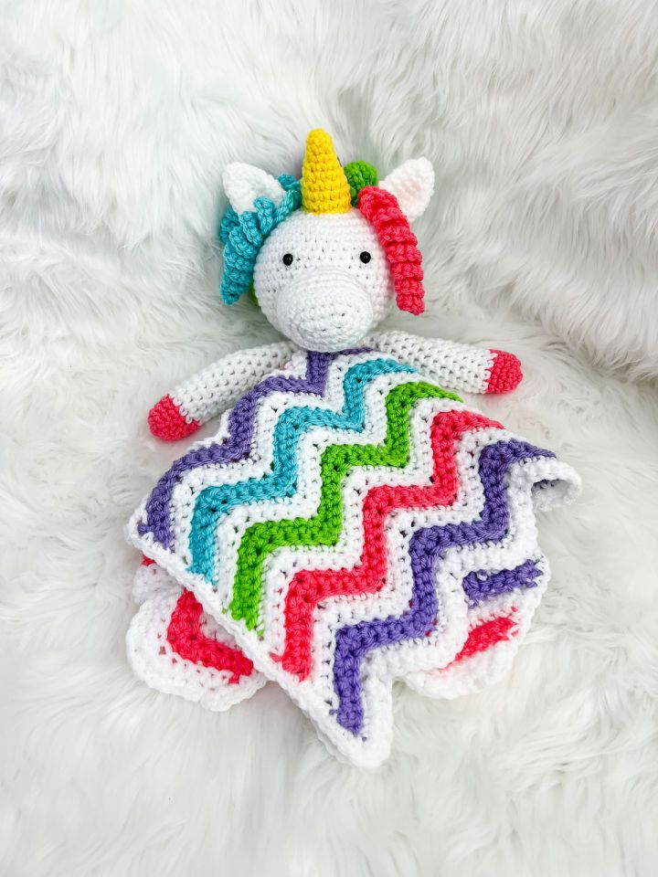 Cute Crochet Chevron Unicorn Baby Lovey Pattern