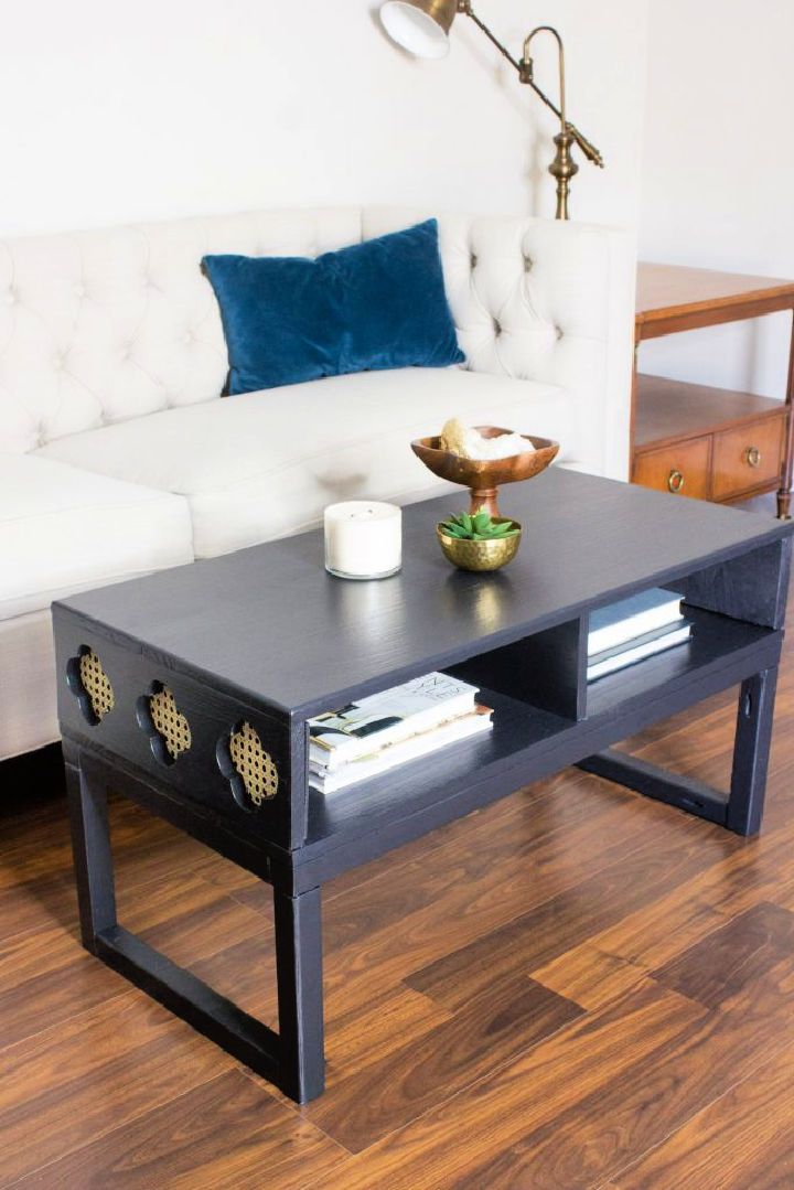 DIY Coffee Table With Cane Clover Shaped Cut Outs