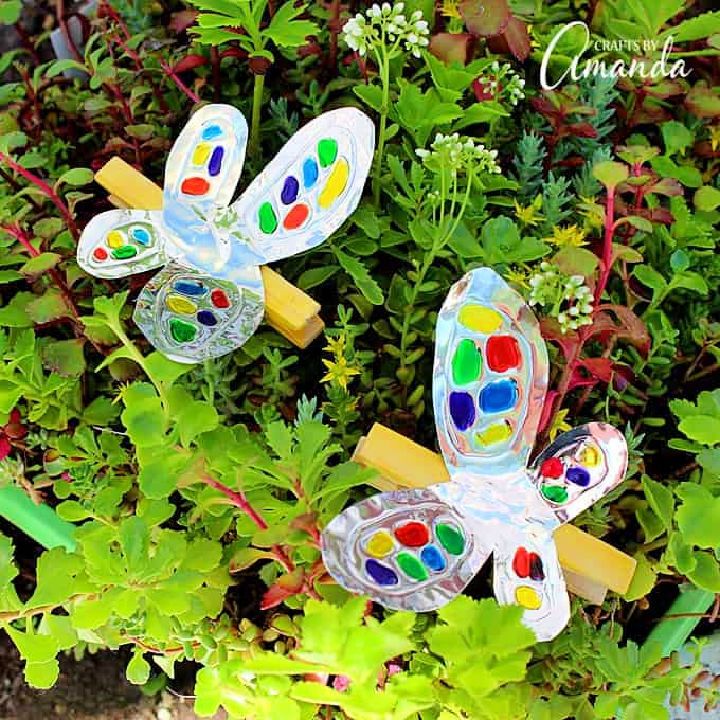 Colorful DIY Foil Clothespin Butterfly