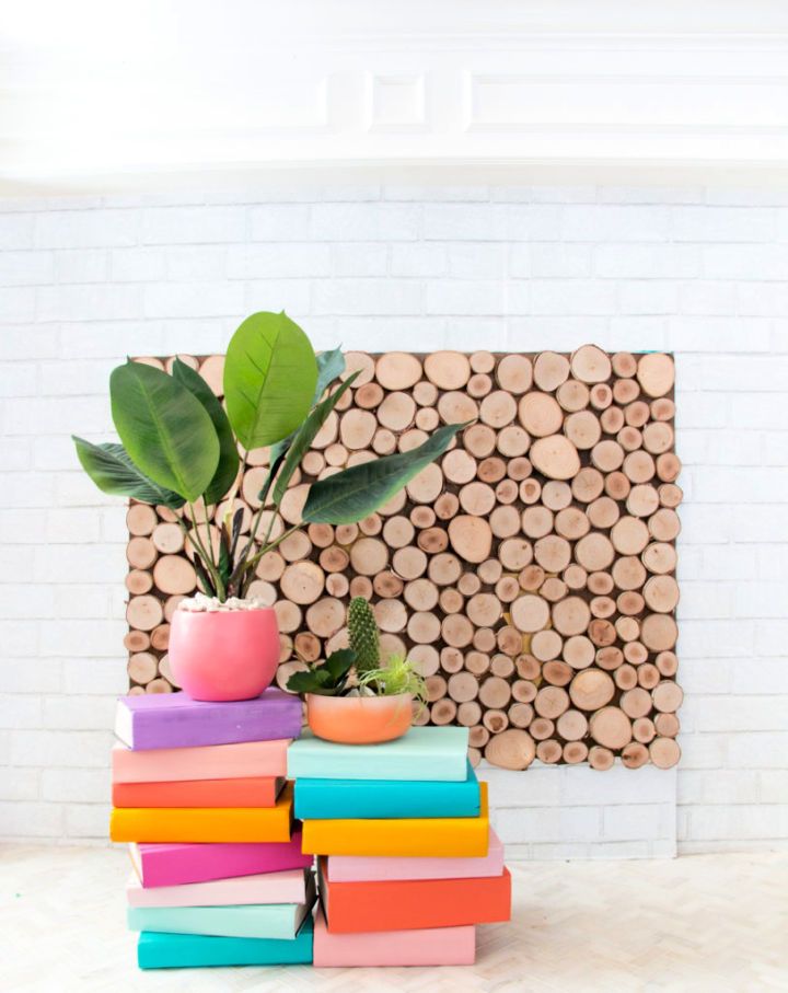 Colorful DIY Stacked Book Plant Stand