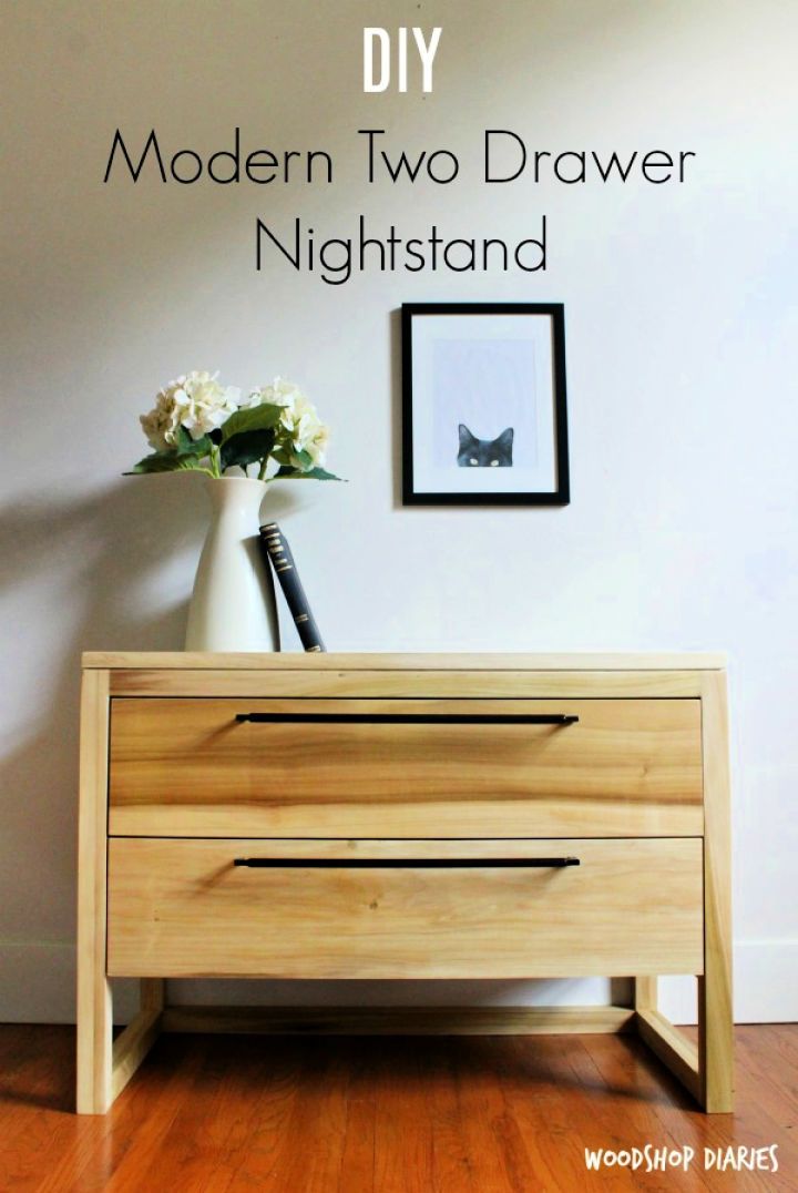 Modern DIY Two Drawer Nightstand