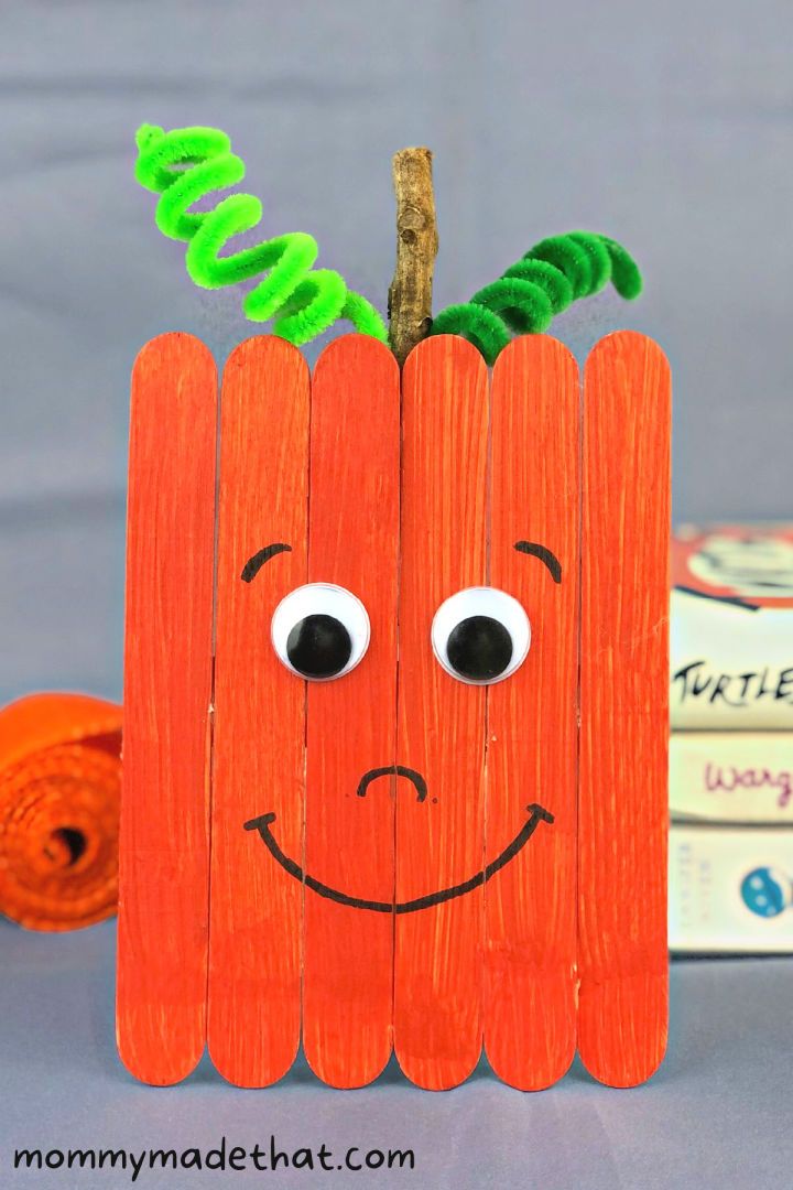 DIY Popsicle Stick Pumpkin for First Grade