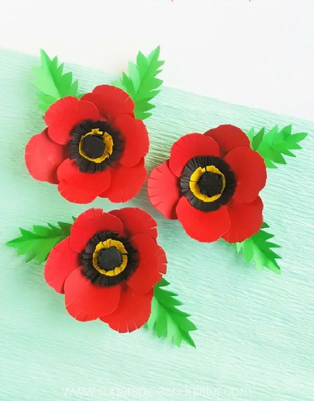 Red Poppy Paper Flowers Free Printable Template