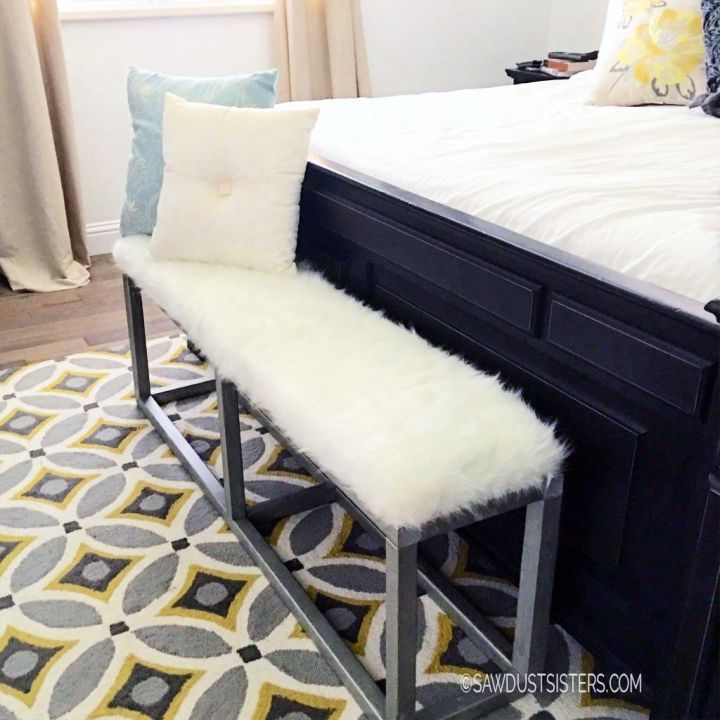 Upholstered Bench with Faux Metal Frame for Only $70