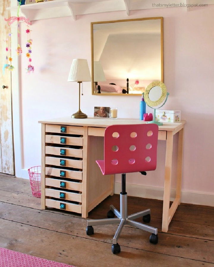 DIY Vanity Desk With Modern Hardware Pulls