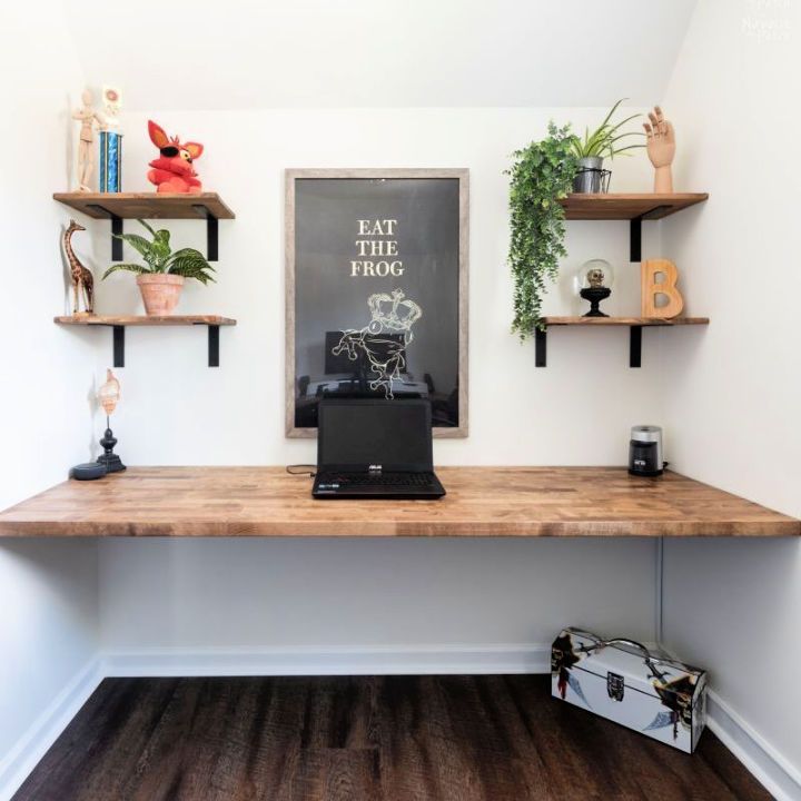DIY Wall to Wall Floating Desk