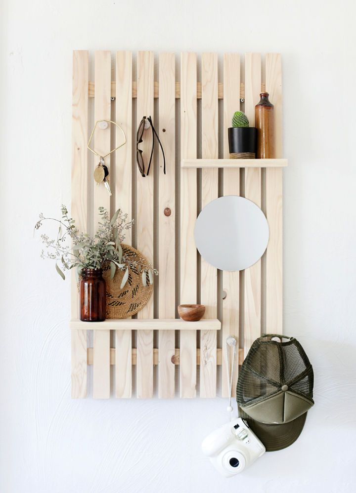 DIY Wood Slat Wall Shelf