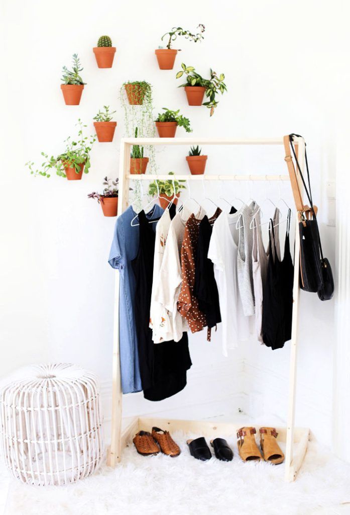 30 Homemade DIY Clothes Rack Ideas To Make   DIY Wooden Clothing Rack 1 697x1024 