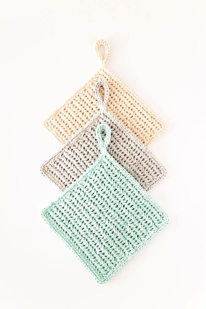 Easy Crochet Chevron Tassa Pot Holders Pattern