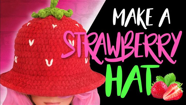 Easy Crochet Strawberry Bucket Hat Tutorial