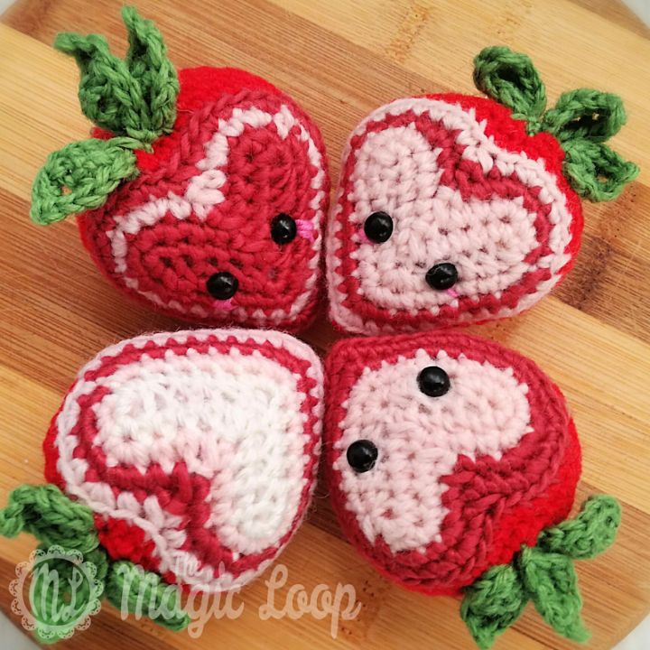 Easy Crochet Strawberry Hearts Pattern
