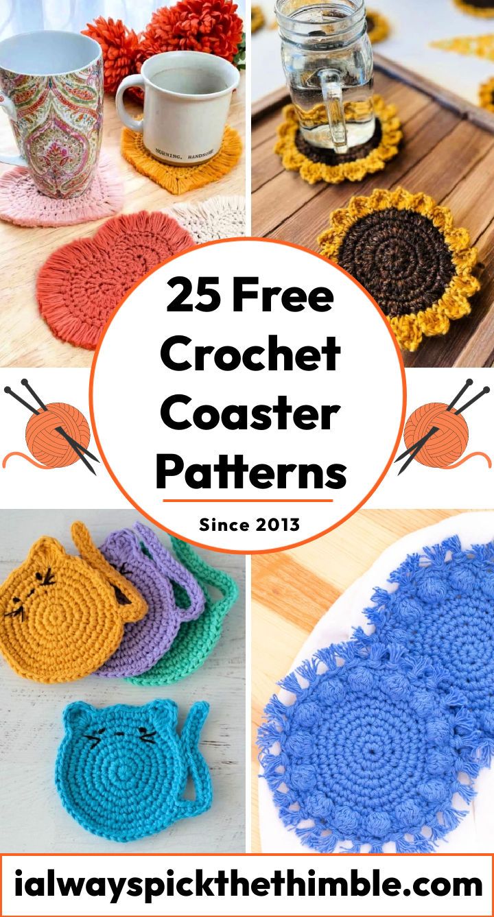 25 Free Crochet Coaster Patterns { Crocheted Coasters Pattern}