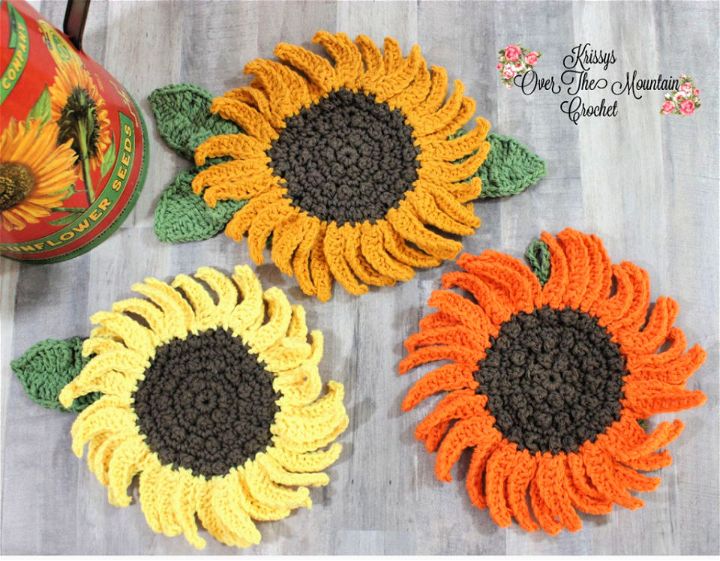 Free Crochet Pattern for Sunflower Hotpad