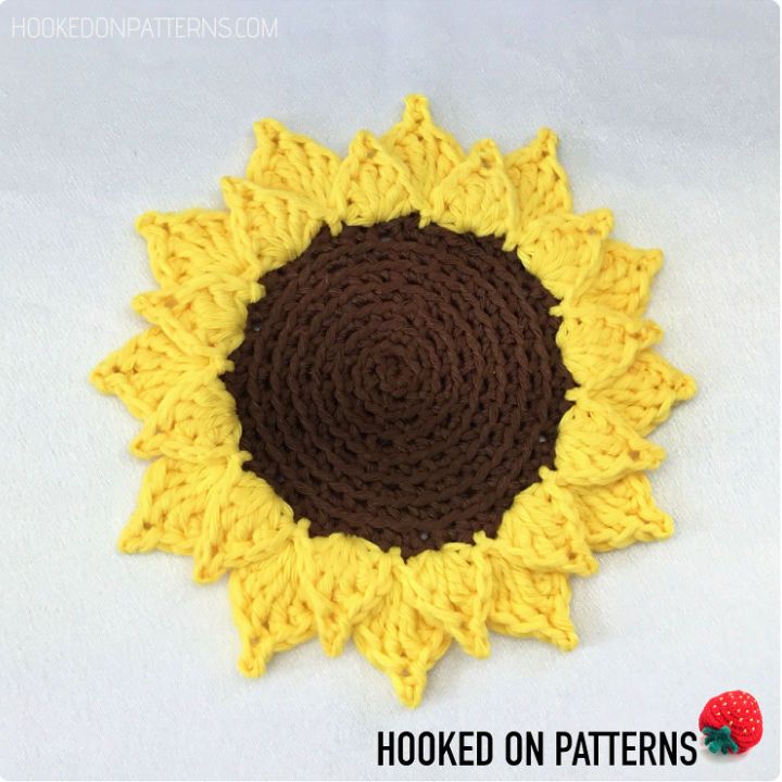 Free Crochet Sunflower Coaster Pattern