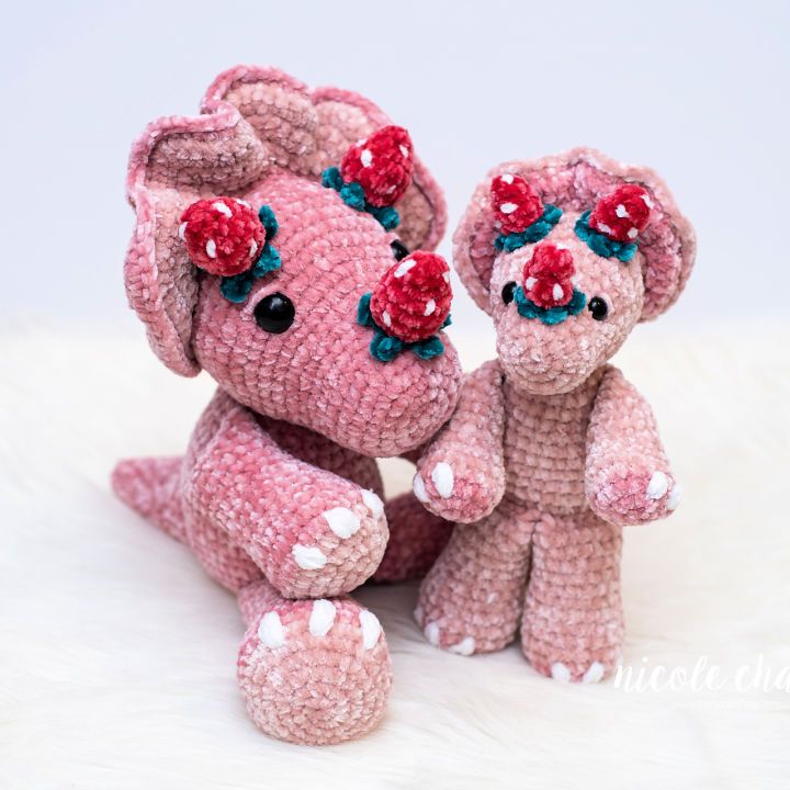 Gorgeous Crochet Strawberry Tanner the Triceratops Pattern