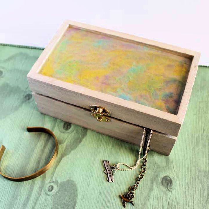 DIY Jewelry Box With Glossy Marbled Top