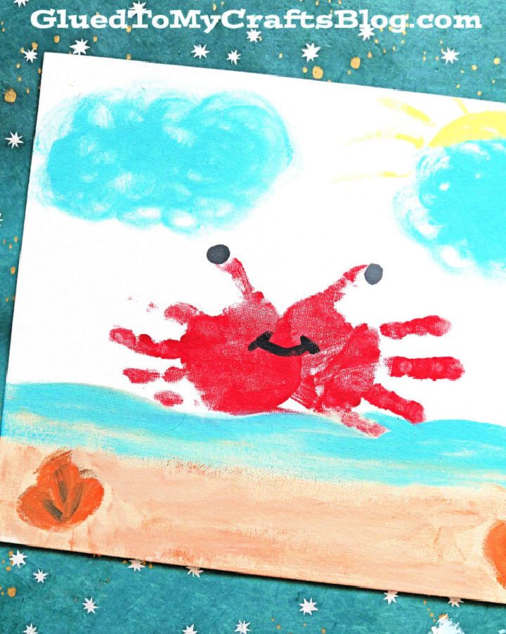 Handprint Crab Keepsake Canvas for Toddlers