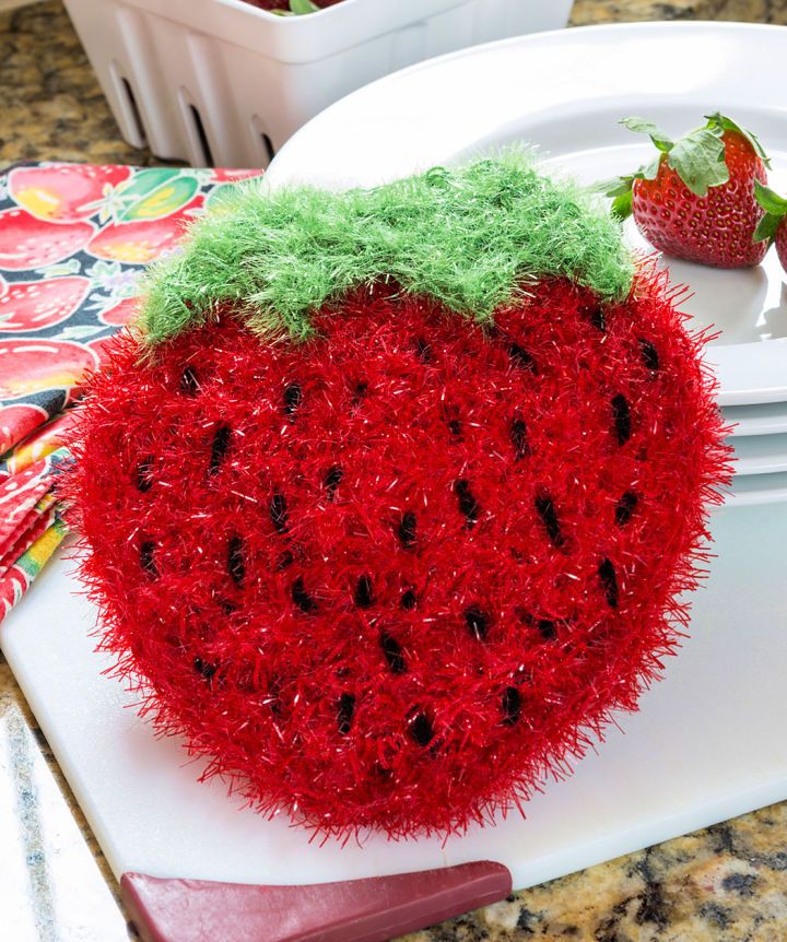 How to Crochet a Strawberry Sparkle Scrubby