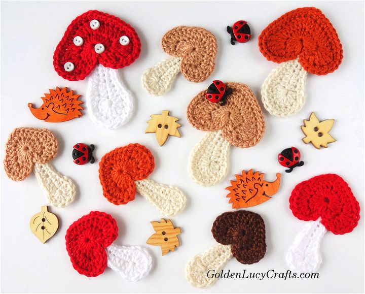 Lovely Crochet Mushroom Appliques Pattern