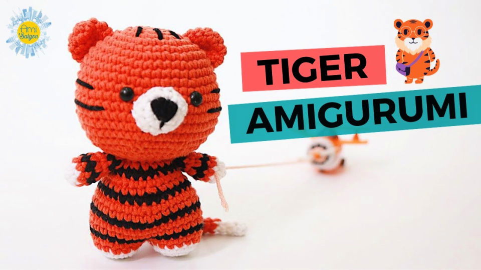 Crochet Animal Pattern, Cute Tiger and Panda Crochet Toy, Set of 2