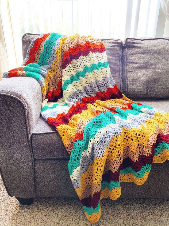 Multicolor Crochet Chevron Throw Blanket Pattern