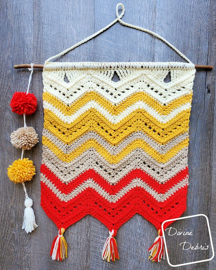 Multicolor Crochet Chevrons Wall Hanging Free Pattern