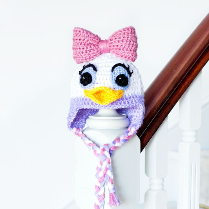 Multicolor Crochet Daisy Duck Hat Free Pattern