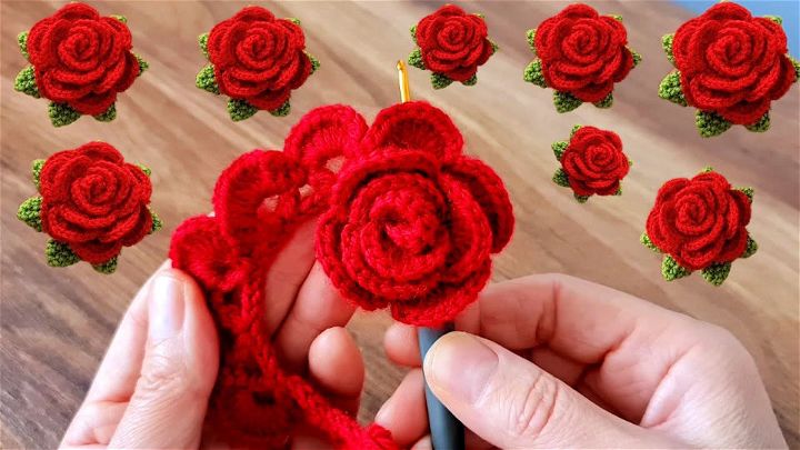 Pretty Crochet Red Rose Pattern