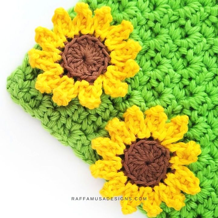 Quick and Easy Crochet Small Sunflower Applique Pattern