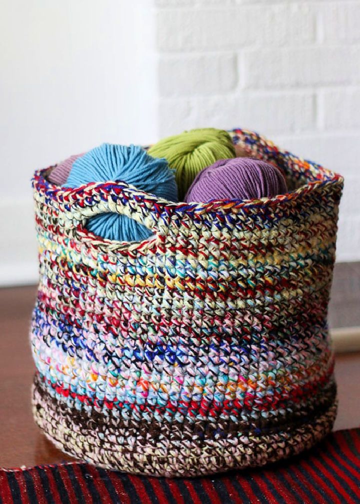How to Crochet Basket Using Scrap Yarn