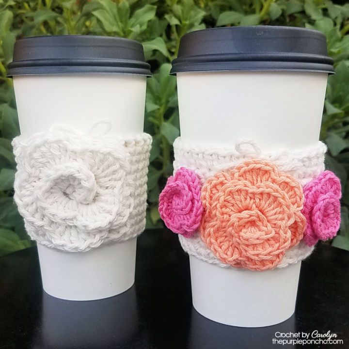 Simple Crochet Rose Cup Cozy Pattern