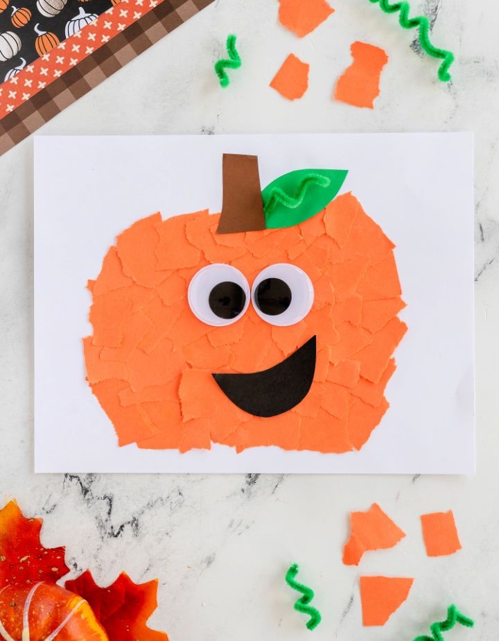 Simple DIY Torn Paper Pumpkin