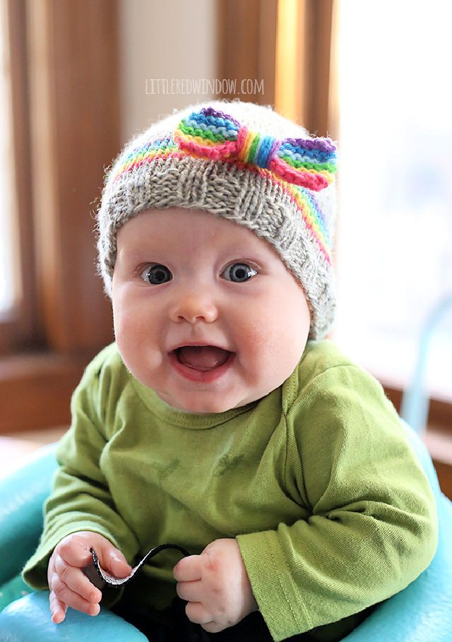 Sweet Rainbow Baby Hat Knitting Pattern