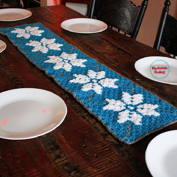Winter C2C Crochet Table Runner Pattern