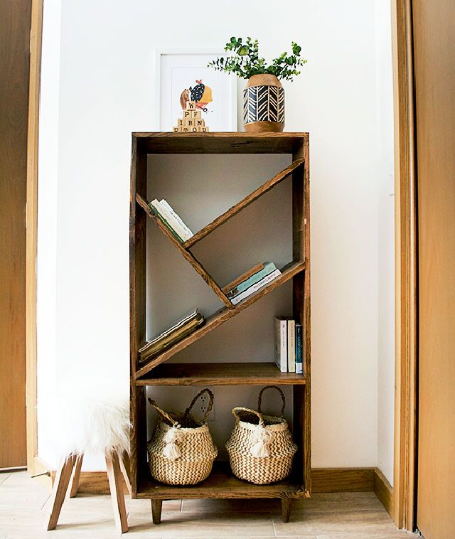Bookcase With Angled Shelves Design