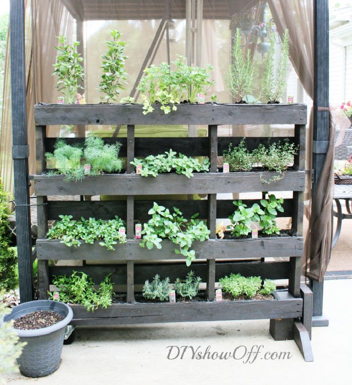 Cheap DIY Standing Pallet Herb Garden