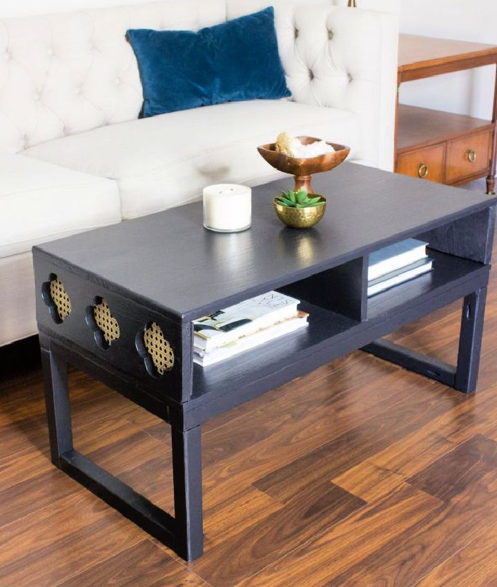 Coffee Table With Cane Clover Shaped Cut Outs