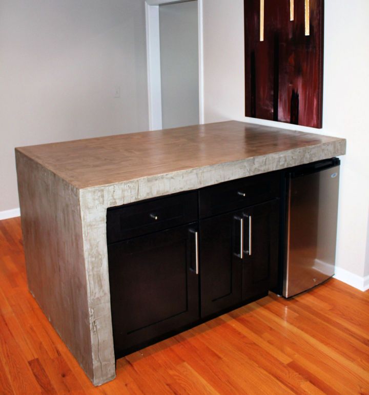 Concrete Table Idea With a Rolling Kitchen Island