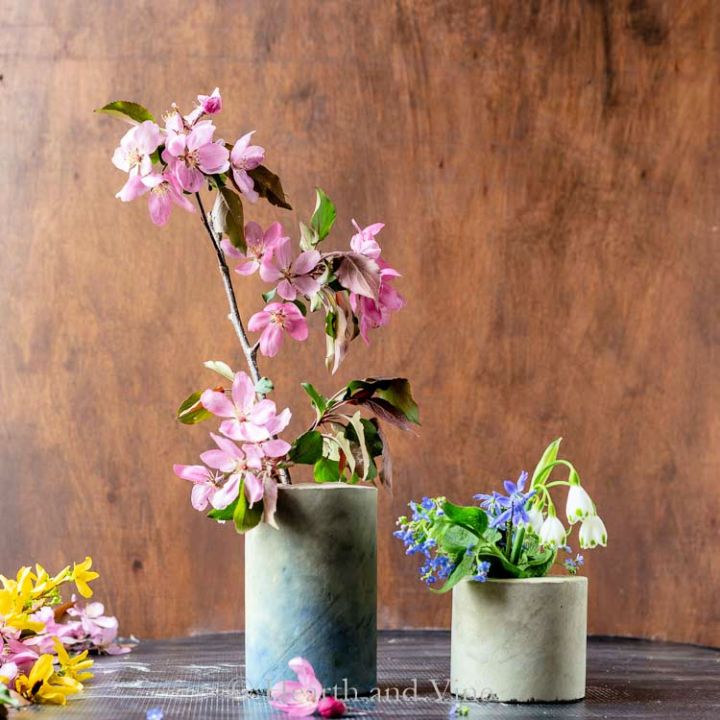 Concrete Vases Decoration With Dollar Store and Household Items