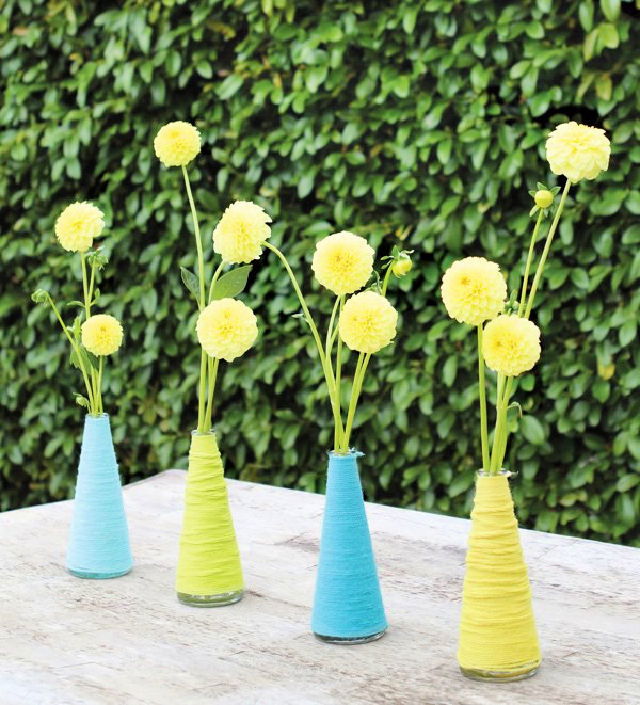 Cool DIY Hot Glue Gun Yarn Wrapped Vases