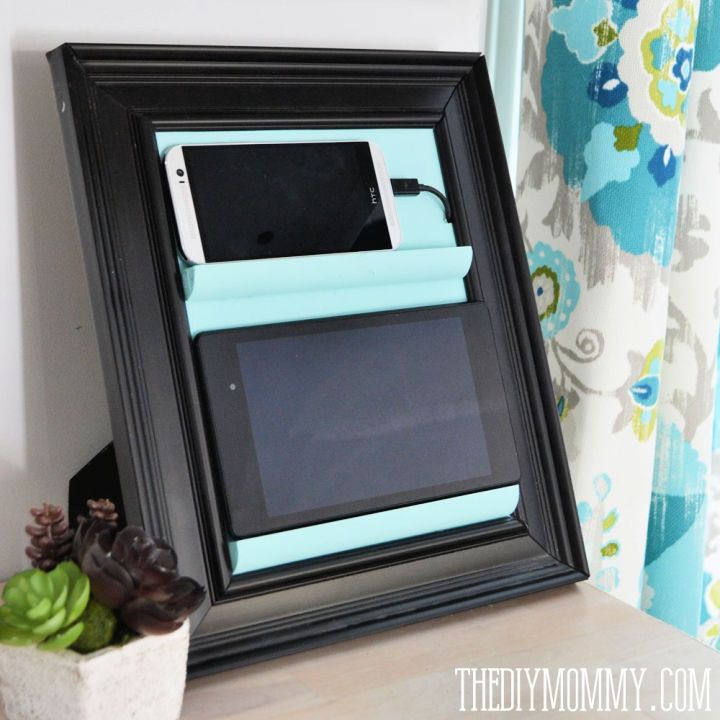 Counter Top Phone Charging Station and Tablet Holder From a Picture Frame