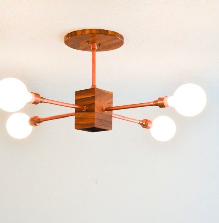 Creative Copper and Wood Hanging Light Fixture